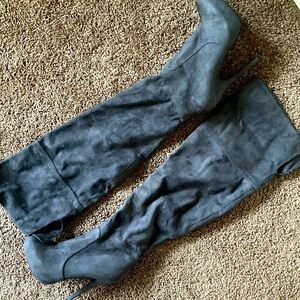 WILD Diva Grey Over The Knee Heel Boots (6)